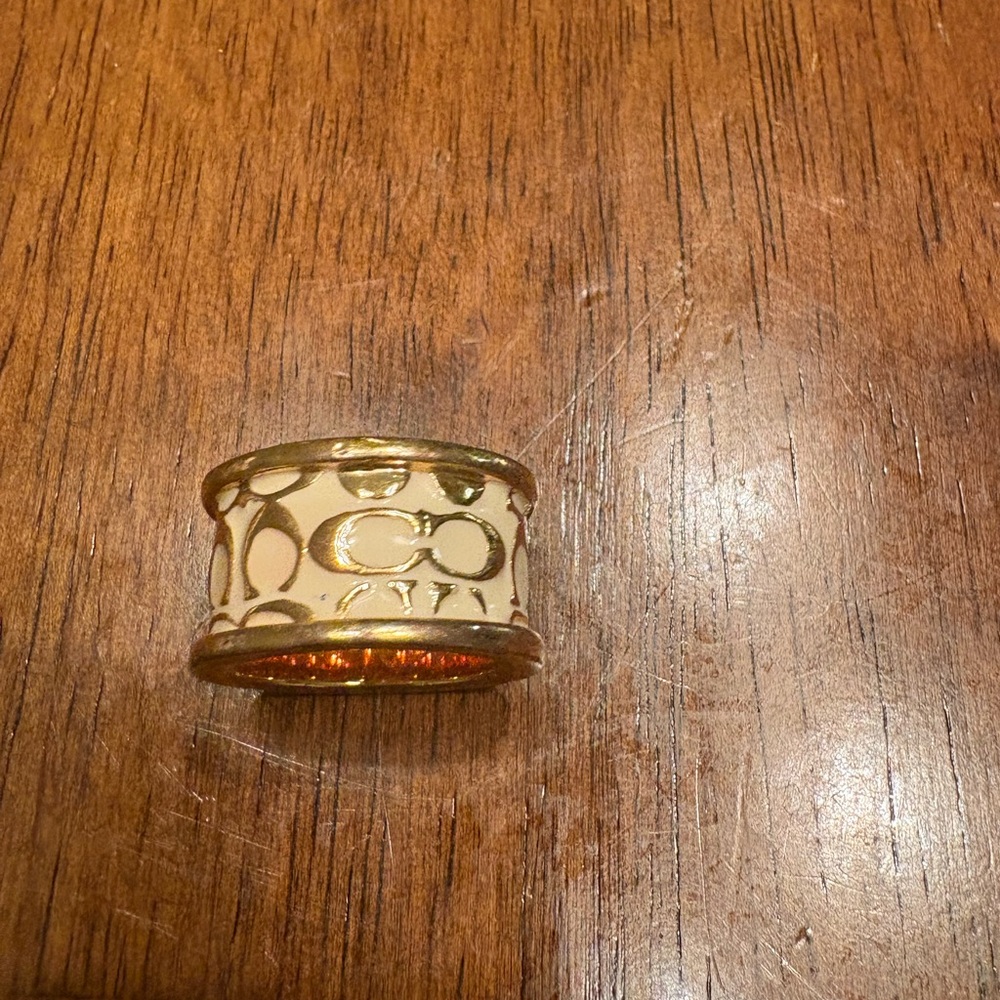 Coach enamel Gold and Cream Ring